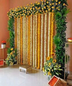 Fresh Lotus & Sunflower Puja Backdrop - Image 4