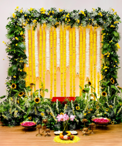 Fresh Lotus & Sunflower Puja Backdrop