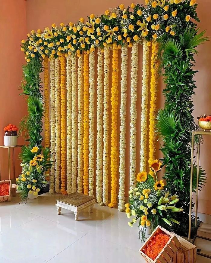 Fresh Lotus & Sunflower Puja Backdrop - Image 4