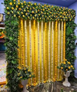 Fresh Lotus & Sunflower Puja Backdrop - Image 3