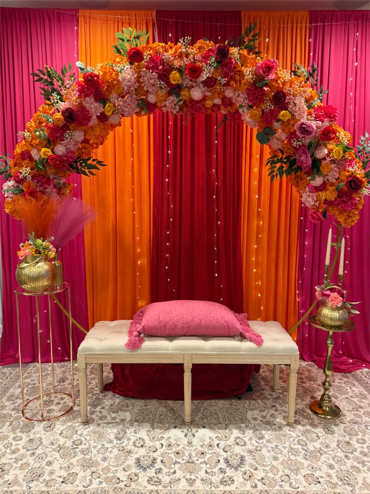 Fresh Marigold & Greenery Ganpati Ring Backdrop - Image 2
