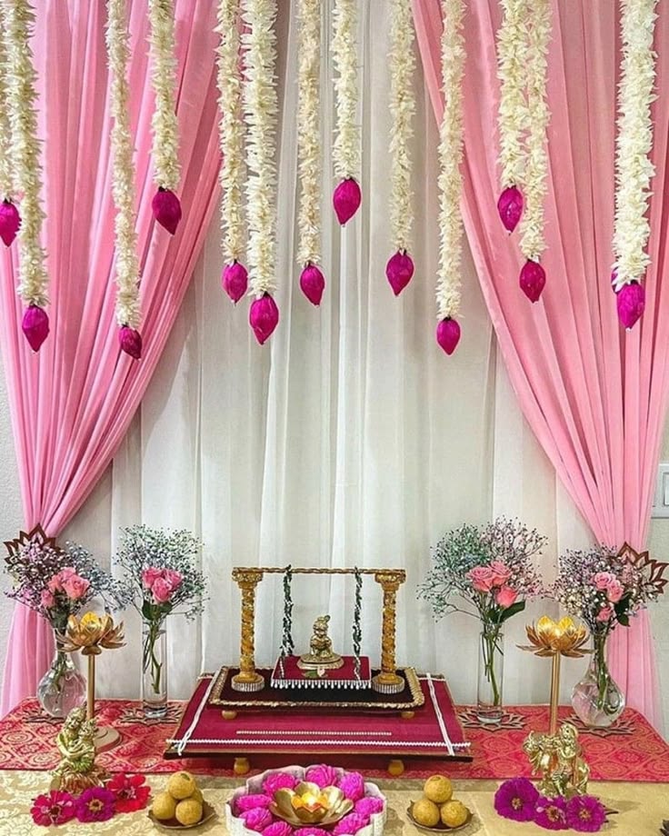 Fresh Tuberose & Lotus Puja Backdrop - Image 2