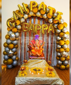 Gold & Silver Ganpati Dome Balloon Decor