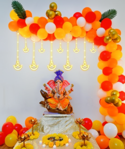Golden Diya Ganpati Balloon Backdrop