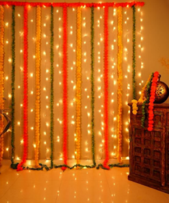 Golden Glow Diwali Garland Backdrop