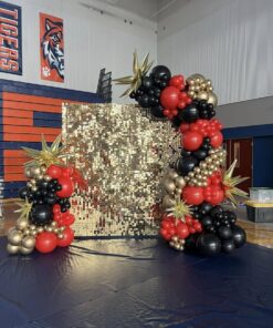 Golden Sequin & Neon Casino Party Backdrop - Image 4