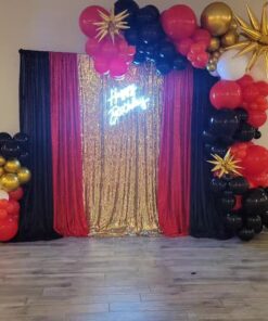 Golden Sequin & Neon Casino Party Backdrop - Image 2