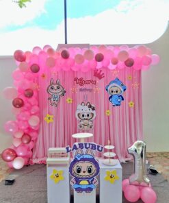 Labubu Pink & Rose Gold Birthday Decor - Image 4