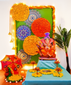 Mandala & Bell Ganpati Festive Backdrop