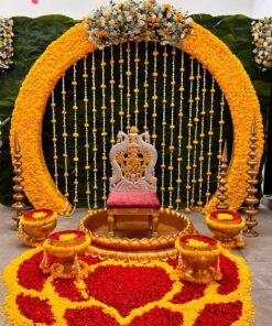 Marigold & Fairy Light Floral Ring Backdrop - Image 4