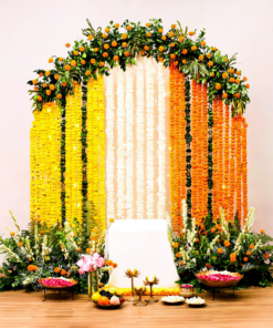 Marigold & Fairy Light Floral Ring Backdrop