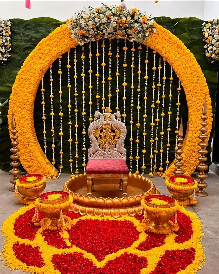 Marigold & Fairy Light Floral Ring Backdrop - Image 4