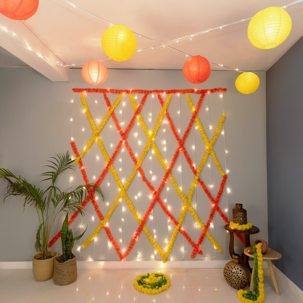 Marigold & Lantern Diwali Glow Decor