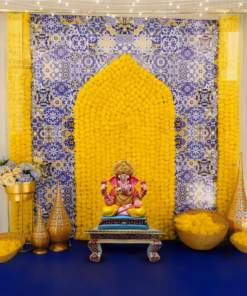 Mediterranean Blue & Yellow Ganpati Backdrop
