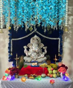 Mediterranean Blue & Yellow Ganpati Backdrop - Image 3