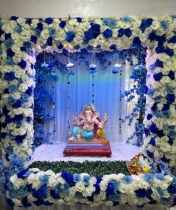 Mediterranean Blue & Yellow Ganpati Backdrop - Image 2