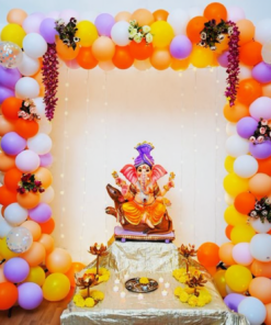 Pastel Floral Ganpati Balloon Arch