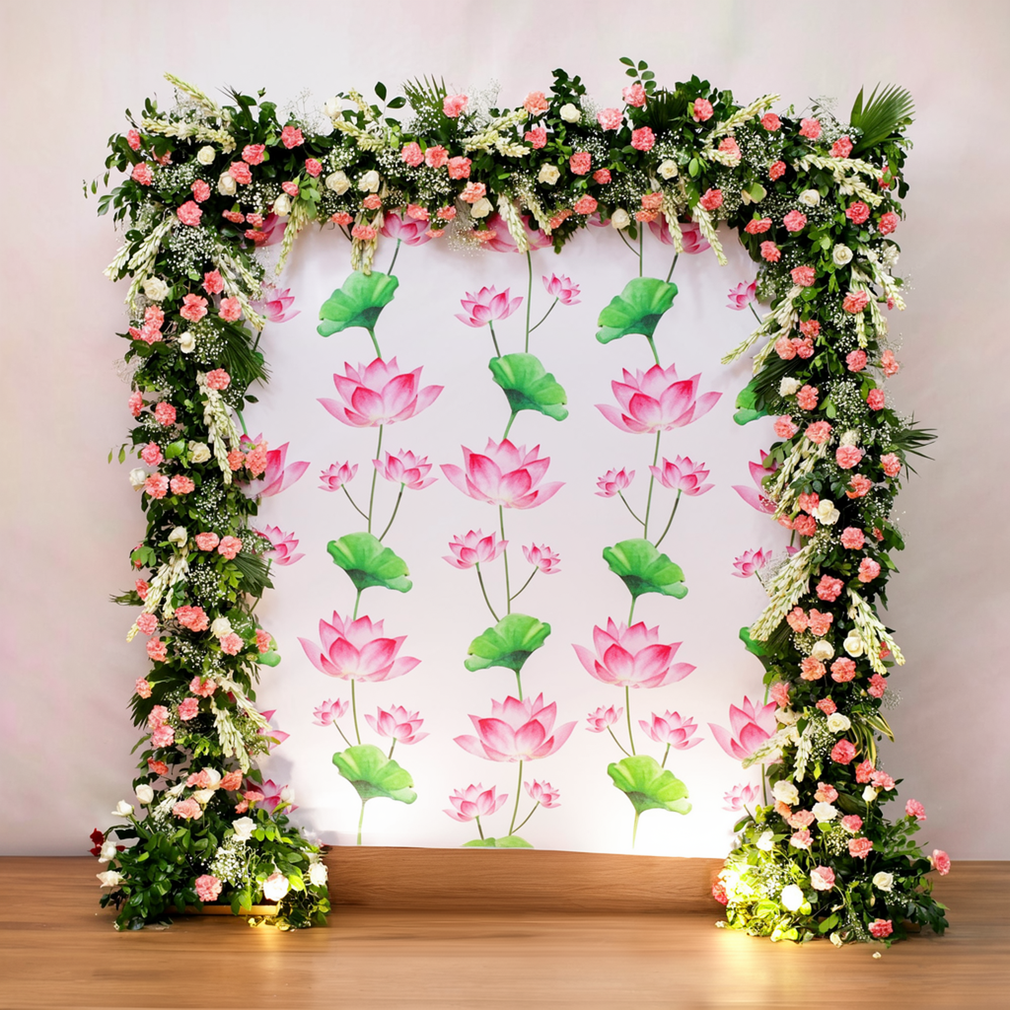 Pastel Fresh Floral Puja Backdrop