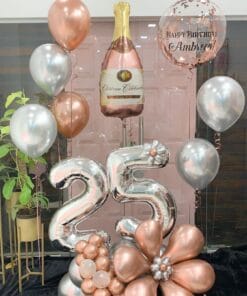 Peach & White Champagne Birthday Decor - Image 3