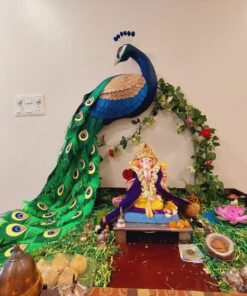 Peacock Jewel Tones Ganpati Balloon Backdrop - Image 4