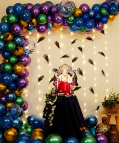 Peacock Jewel Tones Ganpati Balloon Backdrop