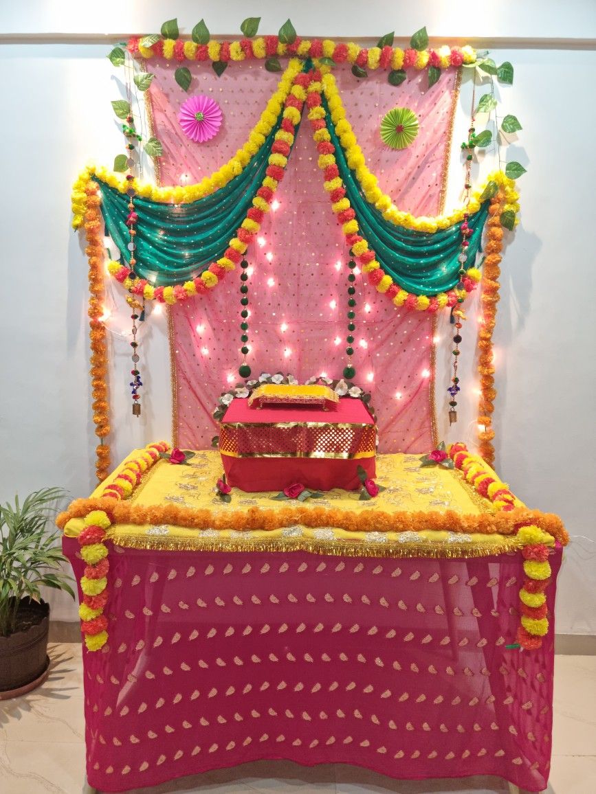 Pink & Green DIY Diwali Mandap Backdrop - Image 2