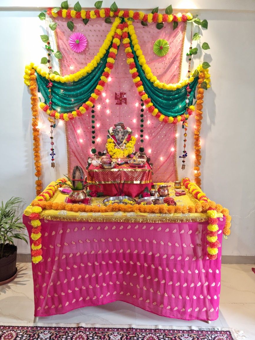 Pink & Green DIY Diwali Mandap Backdrop - Image 3
