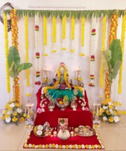 Pink & Green Lotus Puja Backdrop - Image 4