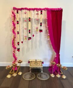 Pink & Green Lotus Puja Backdrop - Image 2