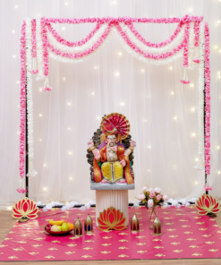 Pink & Ivory Lotus Ganpati Backdrop