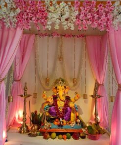 Pink & Ivory Lotus Ganpati Backdrop - Image 3