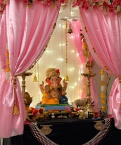 Pink & Ivory Lotus Ganpati Backdrop - Image 2