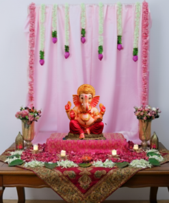 Pink Satin & Lotus DIY Ganpati Backdrop