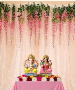 Pink Satin & Lotus DIY Ganpati Backdrop - Image 4