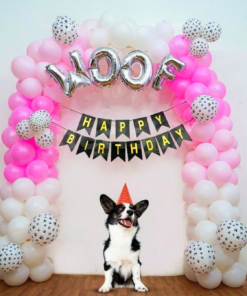 Pink & White Woof Birthday Decor