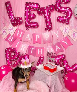 Pink & White Woof Birthday Decor - Image 3
