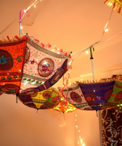 Rajasthani Umbrella & Fairy Light Ceiling Decor