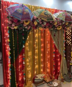 Rajasthani Umbrella & Garland Festive Photo Decor - Image 4