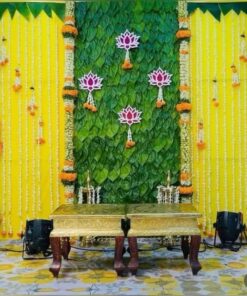 Rangoli & Fresh Marigold Ganpati Backdrop - Image 4