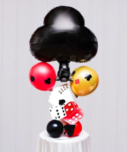 Red & Gold Club Card Party Balloon Bouquet