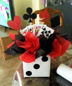 Red & Gold Club Card Party Balloon Bouquet - Image 3