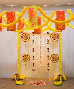 Red & Gold Lantern Diwali Ceiling Decor