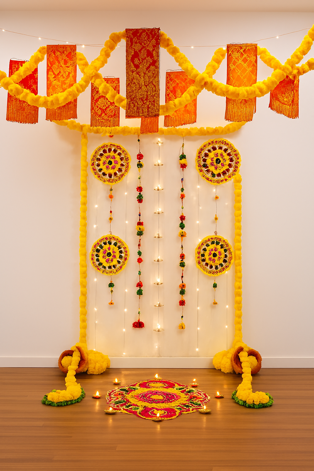 Red & Gold Lantern Diwali Ceiling Decor - Image 2
