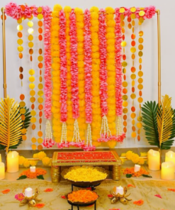 Regal Pink & Gold DIY Puja Backdrop