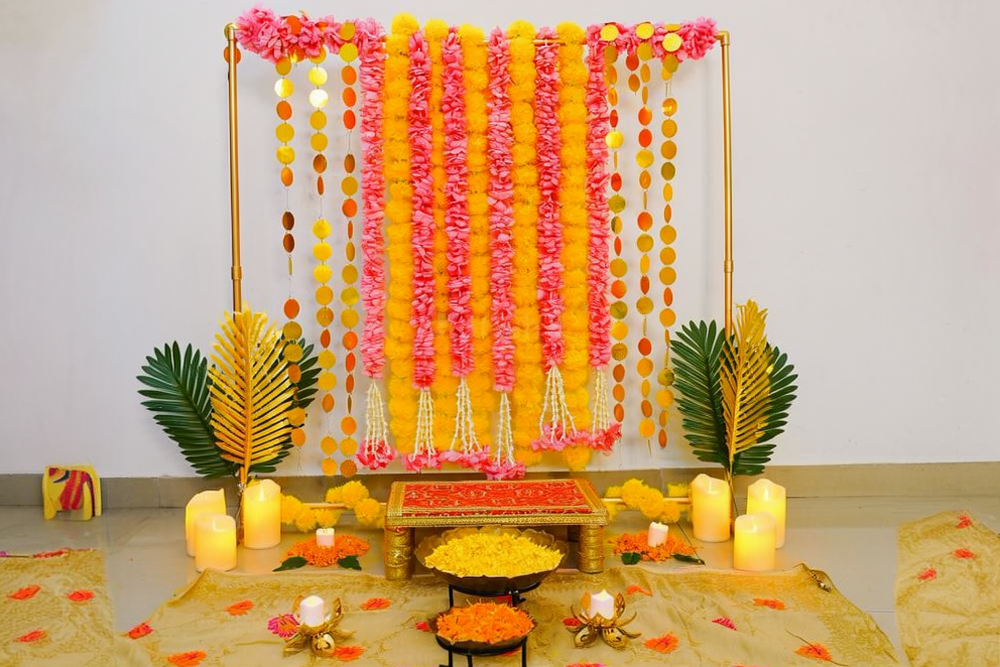 Regal Pink & Gold DIY Puja Backdrop