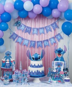 Stitch & Angel Pastel Birthday Balloon Wall - Image 3