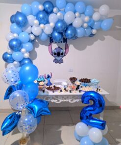 Stitch & Angel Pastel Birthday Balloon Wall - Image 2