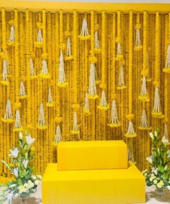 Sunflower & Lotus Fresh Floral Puja Backdrop - Image 2