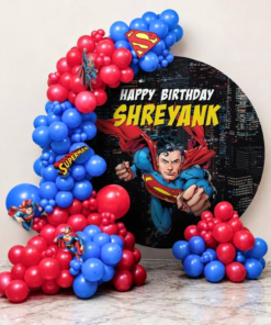 Superman Blue Balloon Birthday Backdrop