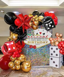 Teen Patti Red & Gold Card Party Backdrop - Image 4